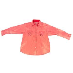 Rock 47 Wrangler Girls Size XL Distressed Red Long Sleeve Snap Shirt